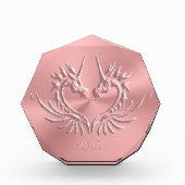 Custom Monogram, Pink, Scaly Dragon Heart Fotoblock (Vorderseite)