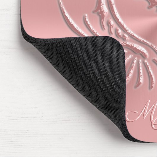 Custom Monogram, Pink Scaly Dragon Heart Mousepad (Ecke)