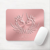 Custom Monogram, Pink Scaly Dragon Heart Mousepad (Mit Mouse)