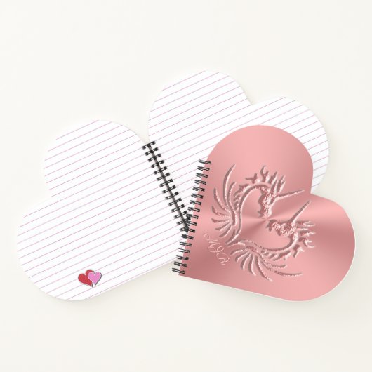 Custom Monogram, Pink, Scaly Dragon Heart Notizblock (Innenseite)