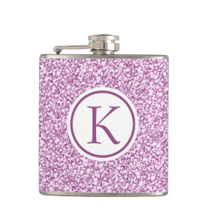 Custom Monogram Pink Sparkask Flachmann