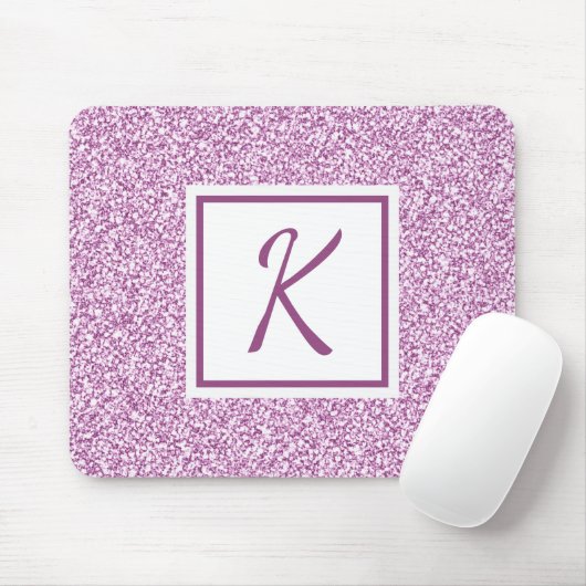 Custom Monogram Pink Sparkle Mousepad (Mit Mouse)