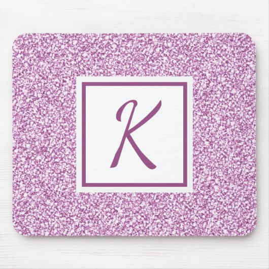Custom Monogram Pink Sparkle Mousepad (Vorne)