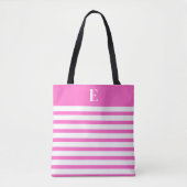 Custom Monogram Pink Stripes Tasche (Vorderseite)