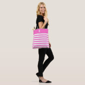 Custom Monogram Pink Stripes Tasche (Am Model)
