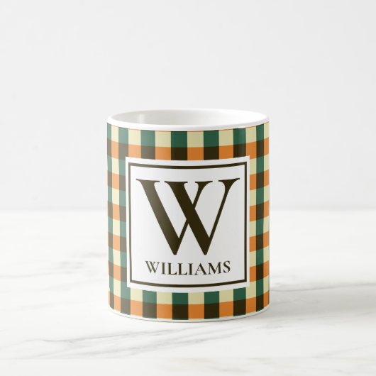 Custom Monogram Plaid Mug Gift for Women & Men Kaffeetasse (Mittel)