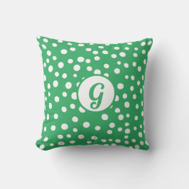 Custom Monogram Polka Dot x Green Accent Kissen