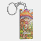 Custom Monogram Psychedelic Mushroom Art Schlüsselanhänger (Vorderseite links)