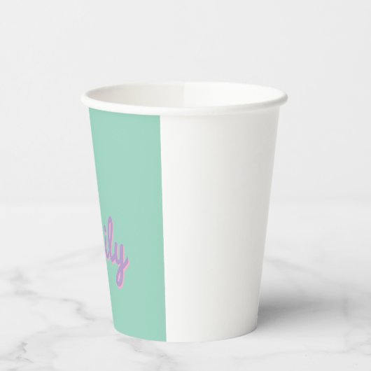 Custom monogram  – purple, blue & Peach  Pappbecher (Links)