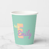 Custom monogram  – purple, blue & Peach  Pappbecher (Vorderseite)