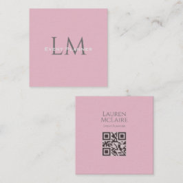 Custom Monogram QR Calling Card Pink Taupe Telefonnummerkarte