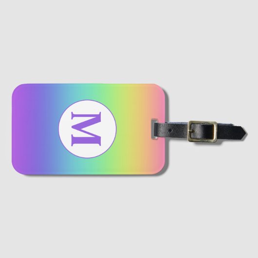 Custom Monogram Rainbow Gepäckanhänger (Vorderseite (Horizontal))