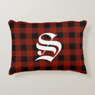 Custom Monogram Red Buffalo Karo Lumberjack Karier Dekokissen