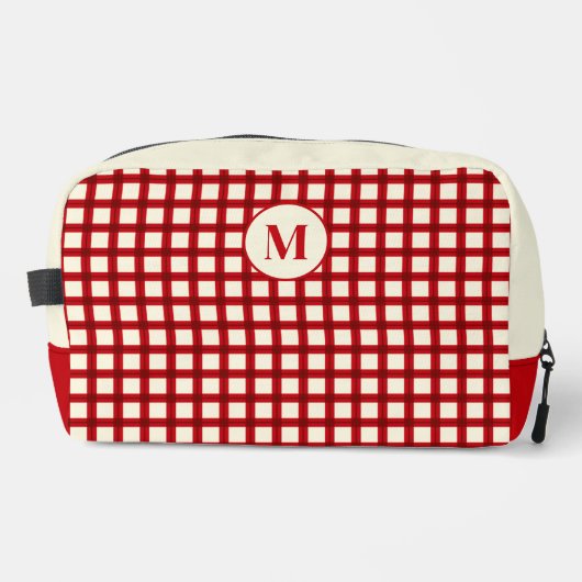 Custom Monogram Red Gingham Classic Waschbeutel (Vorderseite)