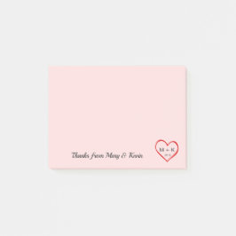 Custom Monogram Red Heart Pink Wedple Post-it Klebezettel