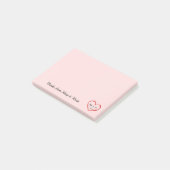 Custom Monogram Red Heart Pink Wedple Post-it Klebezettel (angewinkelt)