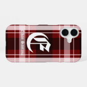 Custom Monogram Red Kariert iPhone 16 Hülle (Rückseite (Horizontal))