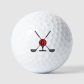 Custom Monogram Red modern Golfball (Vorderseite)