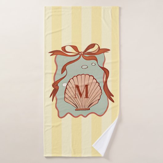 Custom Monogram Retro Coastell Seashell Badehandtuch (Badehandtuch)