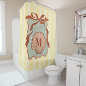 Custom Monogram Retro Coastell Seashell Duschvorhang (Beispiel)