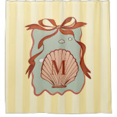 Custom Monogram Retro Coastell Seashell Duschvorhang (Vorderseite)