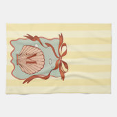 Custom Monogram Retro Coastell Seashell Geschirrtuch (Horizontal)