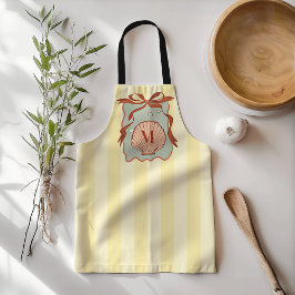 Custom Monogram Retro Coastell Seashell Schürze