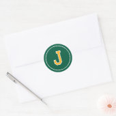 Custom Monogram Retro Typografy Green Yellow Runder Aufkleber (Umschlag)
