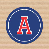 Custom Monogram Retro Typografy Navy Blue Red Runder Aufkleber