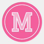 Custom Monogram Retro Typografy Pink Runder Aufkleber (Vorderseite)