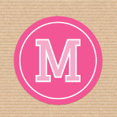 Custom Monogram Retro Typografy Pink Runder Aufkleber