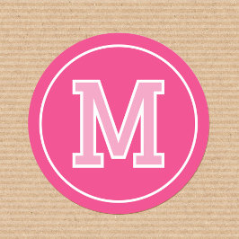 Custom Monogram Retro Typografy Pink Runder Aufkleber