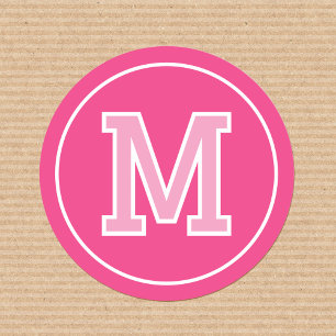 Custom Monogram Retro Typografy Pink Runder Aufkleber