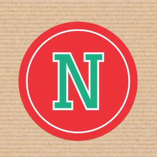 Custom Monogram Retro Typografy Red Green Runder Aufkleber