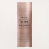 Custom Monogram Rose Gold Brushed Metallic Script Yogamatte (Rückseite)