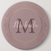 Custom Monogram Rose Gold Elegante Moderne Button (Vorderseite)
