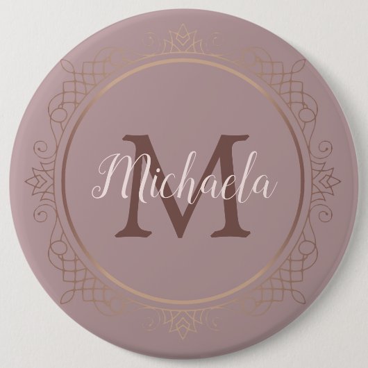 Custom Monogram Rose Gold Elegante Moderne Button (Vorderseite)