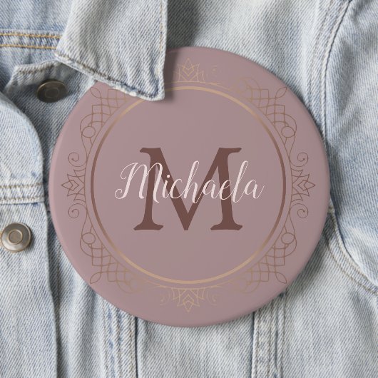 Custom Monogram Rose Gold Elegante Moderne Button (Beispiel)