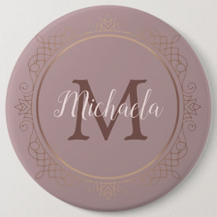 Custom Monogram Rose Gold Elegante Moderne Button
