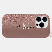 Custom Monogram Rose Gold Glitzer Tropfen Metallic Case-Mate iPhone Hülle (Rückseite (Horizontal))
