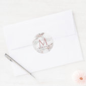 Custom Monogram Rose Gold Marble Moderne Elegant Runder Aufkleber (Umschlag)