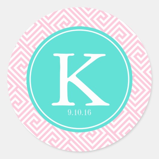 Custom Monogram Runder Aufkleber (Vorderseite)