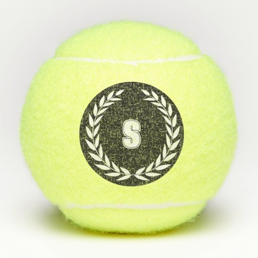 Custom Monogram "S" Initial Stylish Crown Leaf Tennisbälle (Vorderseite)