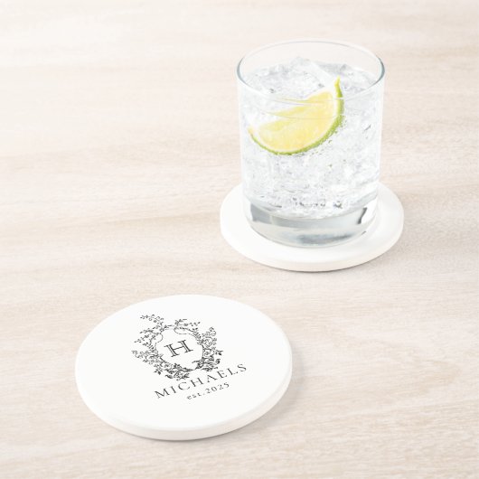 Custom Monogram Sandstone Untersetzer (Seite)