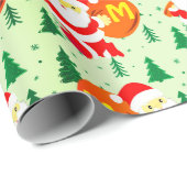 Custom Monogram Santa Claus, der Ihnen Geschenk gi Geschenkpapier (Rolleneckpunkt)