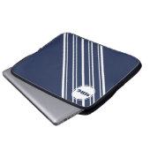 Custom Monogram Sapphire Blue mit White Strips Laptopschutzhülle (Vorne Knopf)
