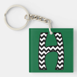 Custom Monogram Schlüsselanhänger: H: Black, White Schlüsselanhänger