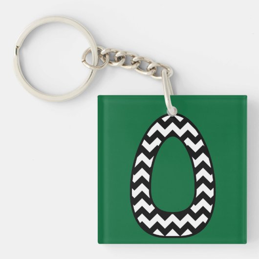 Custom Monogram Schlüsselanhänger: O: Black, White Schlüsselanhänger (Vorderseite)