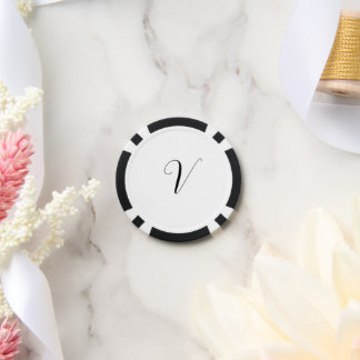 Custom monogram script initial pokerchips