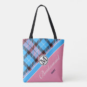 Custom Monogram Script Name Chic Tartan Bridesmaid Tasche (Rückseite)